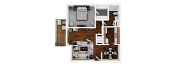 1 Bedroom A 1 Bath Floor Plan Freestyle at Aspen Ridge Apartments, Illinois