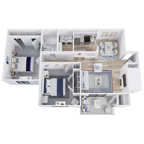 2 Bed 1 Bath Floor Plan at Waldan Pond Apartments, Georgia, 30102