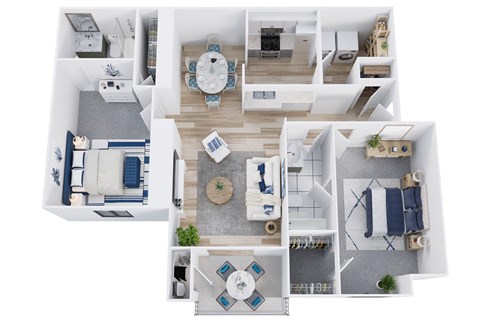 2 Bedroom Floor Plan at Waldan Pond Apartments, Georgia