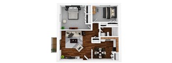 2 Bedrooms and 1 Bathroom Floor Plans Alpine at Aspen Ridge Apartments, Illinois, 60185