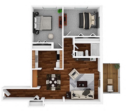 2 Bedrooms and 1 Bathroom Breckinridge Floor Plans at Aspen Ridge Apartments, West Chicago, IL, 60185