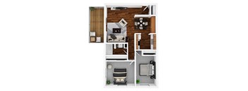 2 Bedrooms and 1 Bathroom Eldorado Floor Plans at Aspen Ridge Apartments, West Chicago, 60185