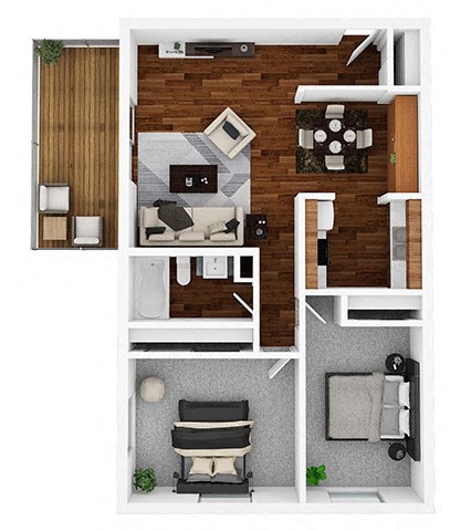 2 Bedrooms and 1 Bathroom Eldorado Floor Plans at Aspen Ridge Apartments, West Chicago, 60185