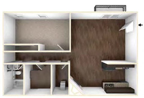 a model of a room with a desk and a printer at Premier Apartments, Austell, 30168