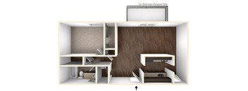 1 bed 1 bath floor plan A at Premier Apartments, Austell, Georgia