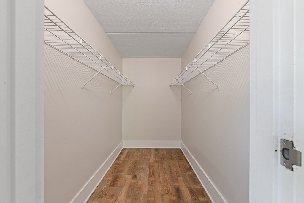 A large walk in closet perfect for lots of storage at Fox Run Apartments in St Charles IL 60174