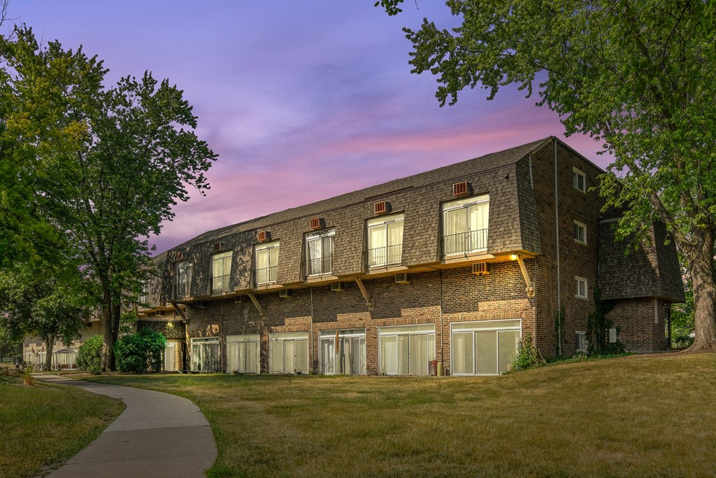 Twilight view of Fox Run Apartments in St Charles IL 60174 at Fox Run Apartments, St. Charles, 60174