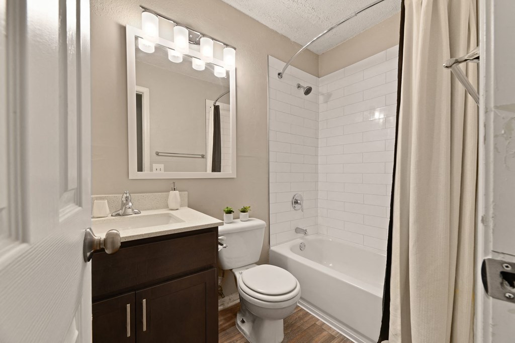 our apartments offer a bathroom with a bathtub at 300 Riverside Apartments, Austell, GA, 30168