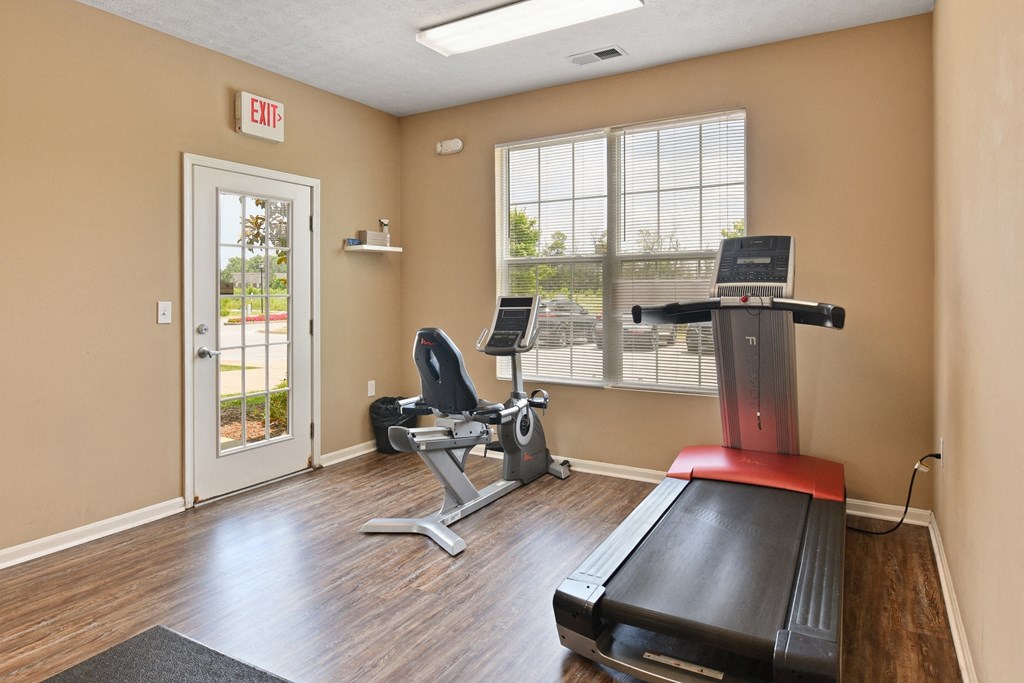 Fitness room with treadmills and bikes at The Reserves of Thomas Glen, Shepherdsville, KY, 40165