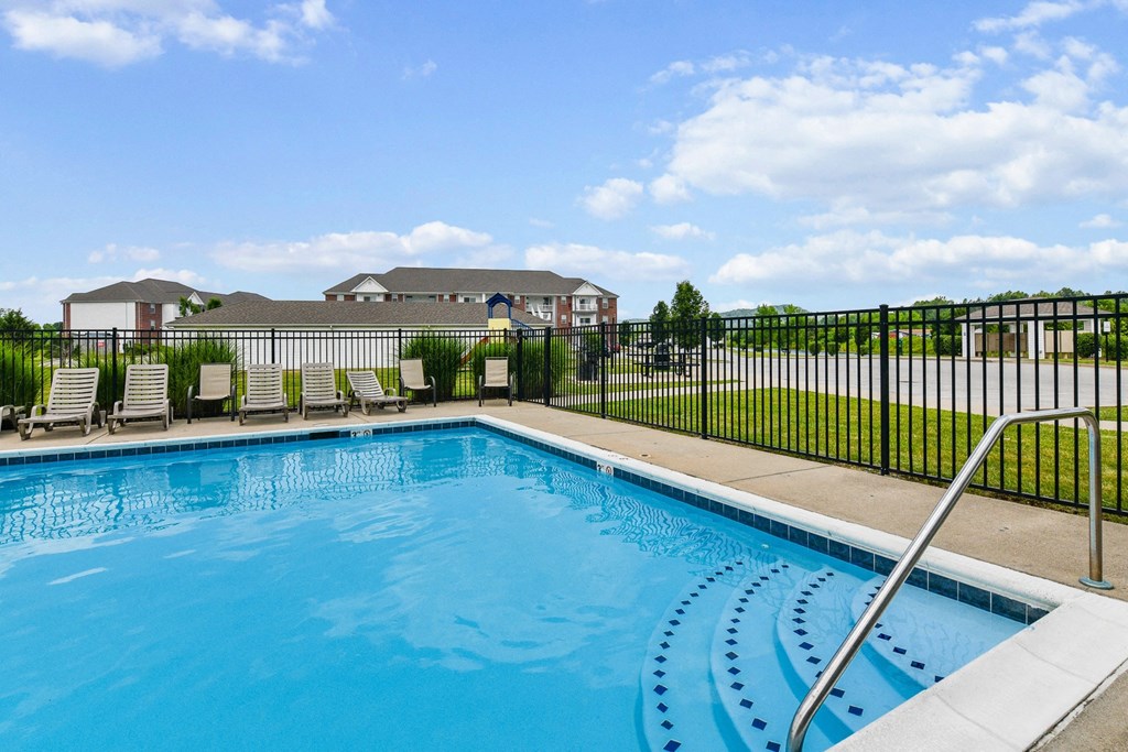 View of crystal clear swimming pool at The Reserves of Thomas Glen, Shepherdsville, KY, 40165
