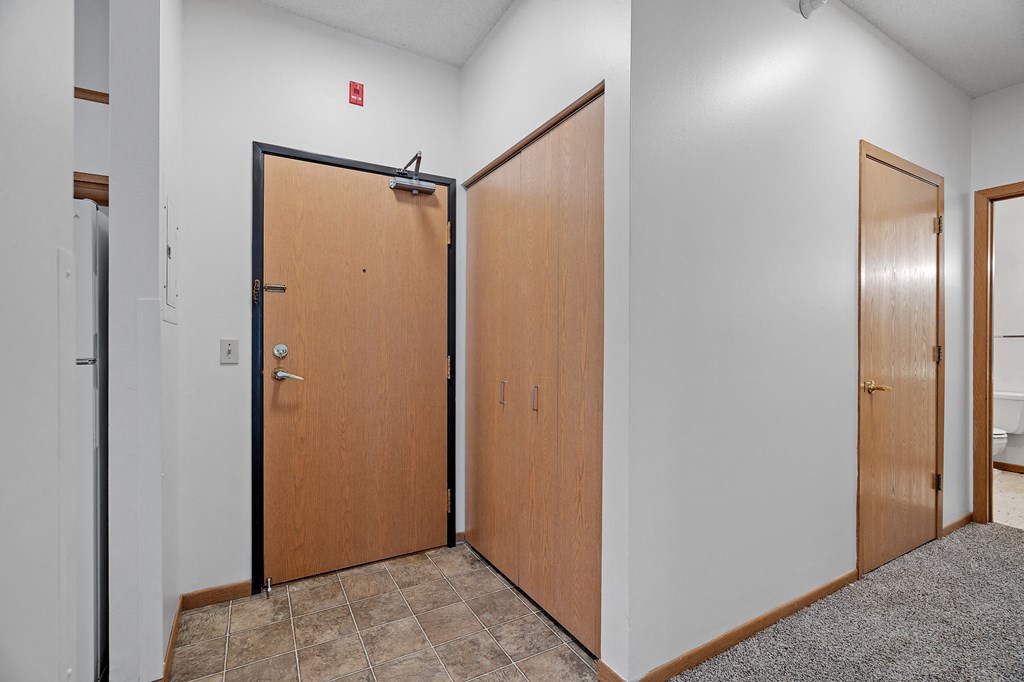Apartment entry door and 2 closets