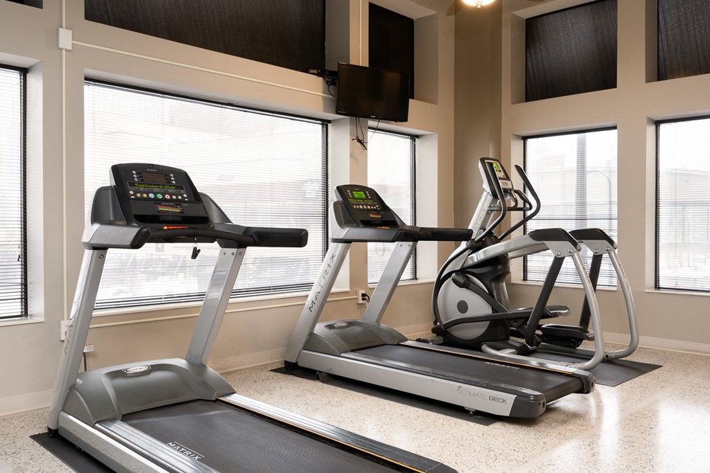 two treadmills in the gym at the monarch apartments in midtown