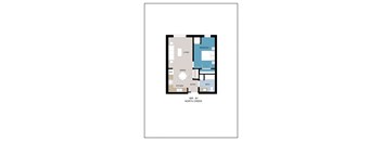 A floor plan of a one bedroom apartment in North Creek.