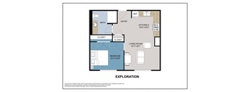 This floor plan is an approximation of a 1 bedroom floor plan