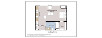 This floor plan is an approximation of a Studio floor plan