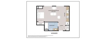 This floor plan is an approximation of a Studio floor plan