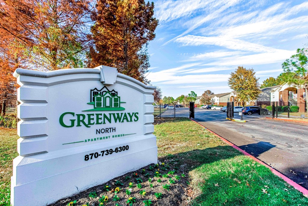 the sign for green ways north at the entrance to the street