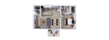 a 3d rendering of the living room of a 2100 sq ft house