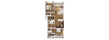 A series of images showing different layouts of a small apartment.