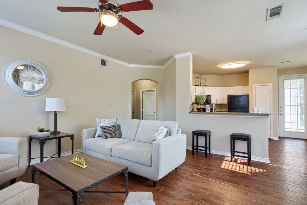 a living room with a couch and a coffee table