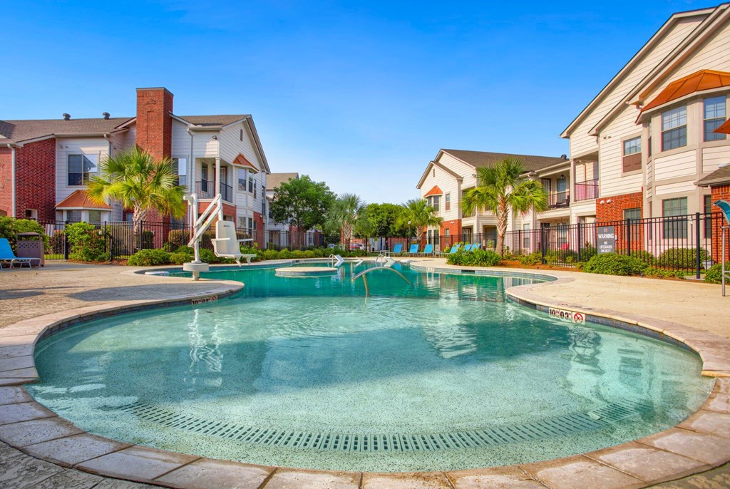 take a dip in the resort style pool at villas at houston levee west apartments