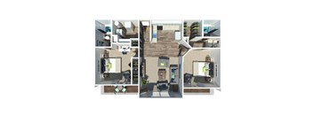 A series of images showing different angles of a modern house interior.