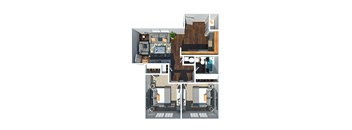 2 Bedroom 1 Bath Floor Plan