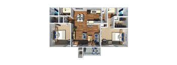 Two Bedroom Two Bathroom Floorplan