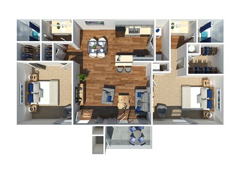 Two Bedroom Two Bathroom Floorplan