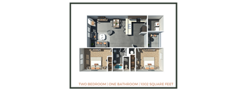 2 Bed + 1 Bath | 1002 Sq Ft