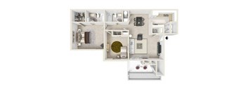 a floor plan of a house with a black arrow pointing to the left