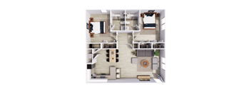 2 Bedroom 2 Bath Floor Plan