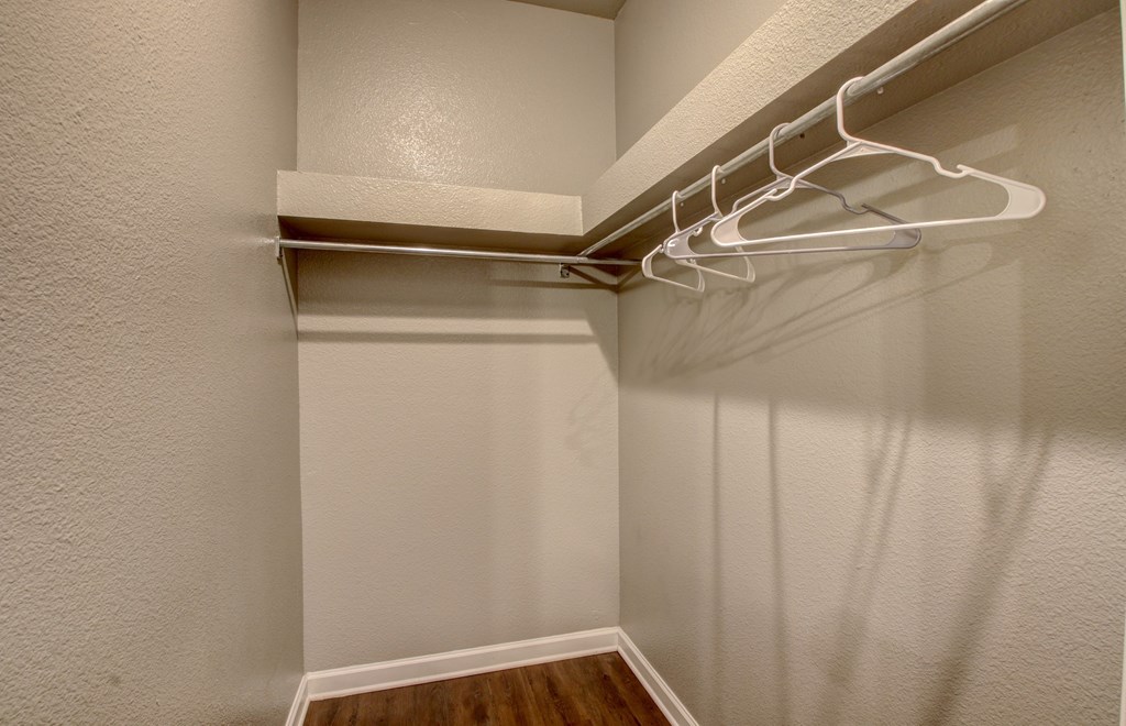 A white closet with a white hanger.