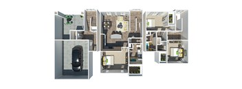 a 3d rendering of a floor plan of a house