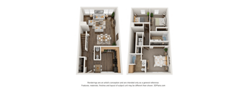 two views of a 2 bedroom floor plan of a 2100 sq ft house