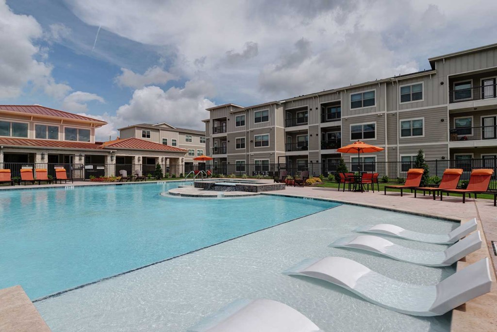 the swimming pool at the apartments for rent