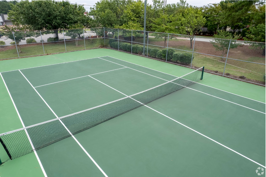 a tennis court with a net on it