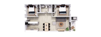 a floor plan of a bedroom with a bathroom and a living room