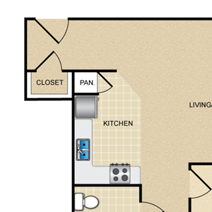 1 BED 1 BATH B