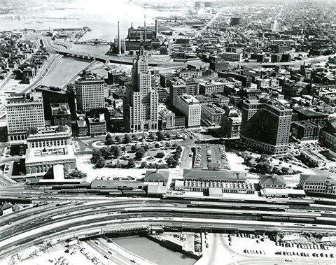 Aerial View of City of Providence Looking Toward Providence Harbor