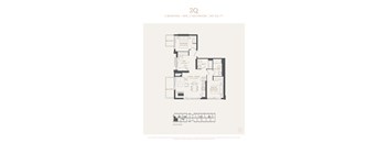 A black and white image of a floor plan for a 2 bedroom apartment.