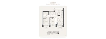 A floor plan for a 2 bedroom, 2 bathroom apartment sized 866 square feet.