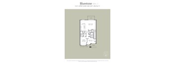 A floor plan for Bluestone elev. 1 showing a kitchen, two bathrooms, a great room, a porch, and a lower level with a den and a bedroom.