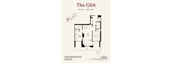 A floor plan for a 855 sq ft apartment with 2 beds and 2 baths.