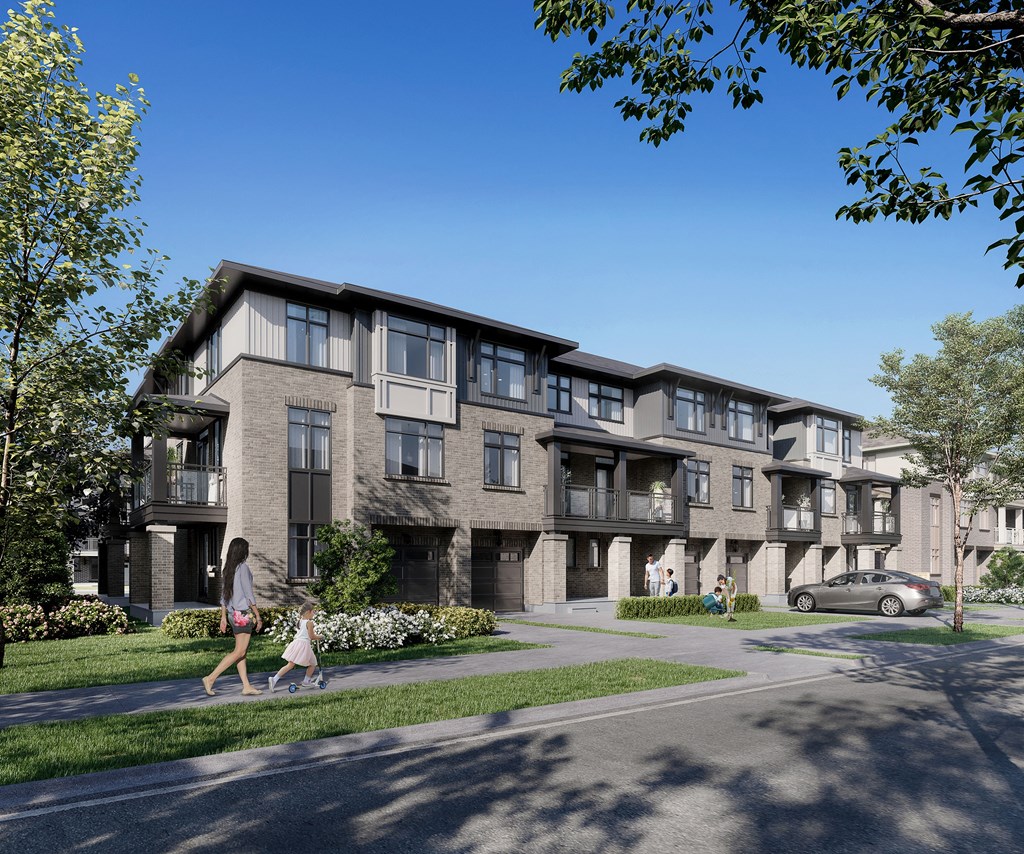 a rendering of an apartment building with people walking on a sidewalk