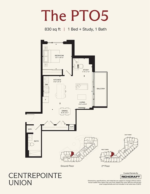 A floor plan for a home by CENTREPOINTE UNION.