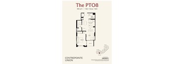 A floor plan for a 690 square foot home with one bedroom, one study, and one bath.