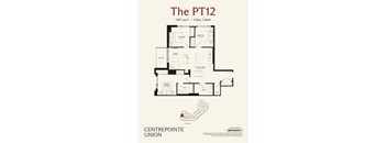 A floor plan for a 1087 square foot home with 3 bedrooms and 2 baths.