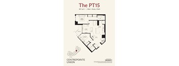 A floor plan for a 2 Bed 2 Bath apartment.