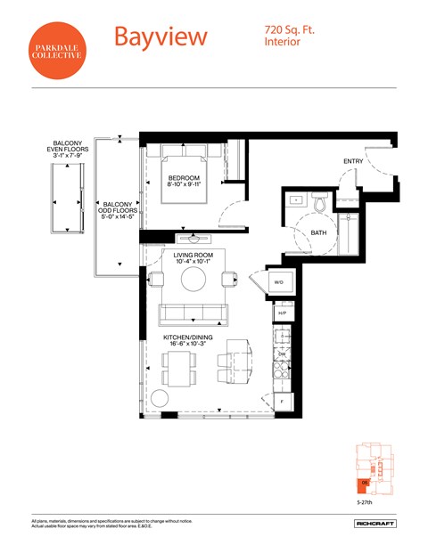 A drawing of a floor plan for a Bayview property.